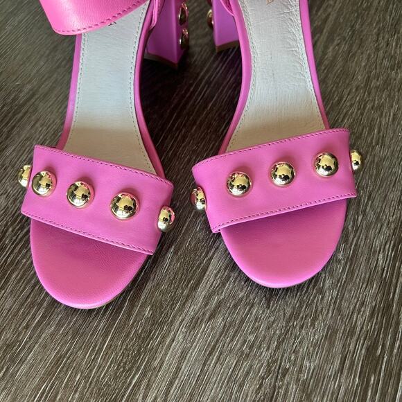 NWT Cecelia New York Gail Studded Block Heel Sandals in Pink Leather Size 7M - Picture 12 of 16